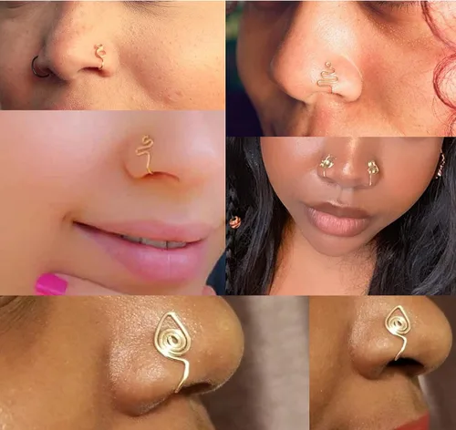 Vista 2 de Long tiantian Piercing de nariz para nariz con diseño africano, para mujer