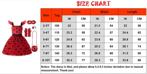 Vista 7 de Uplus ME Disfraz de mariquita para niñas, vestido de mariquita, disfraz de mariquita para niños, conjunto de disfraz de mariquita para Halloween