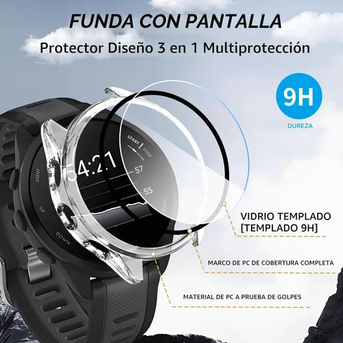 Vista 3 de Paquete de 4 fundas protectoras de pantalla de música Garmin Forerunner 165 y 165 [cobertura completa], parachoques duro de policarbonato completo 2