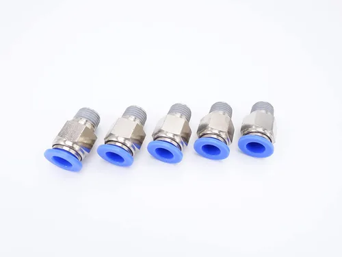 Vista 7 de Conexión de conexión de 1/2" OD x 1/2" macho NPT rosca, línea de agua recta macho neumática, conectores de empuje rápido (paquete de 4)