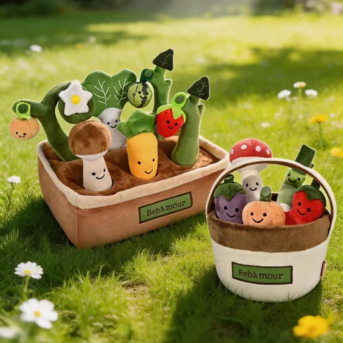 Vista 9 de Bebamour Montessori - Juego de zanahoria de peluche de algodón suave, juego sensorial (zanahoria)
