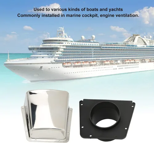 Vista 2 de Cubierta de ventilación marina, acero inoxidable con base de nylon, para barcos yates