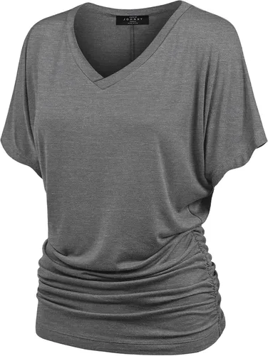Vista 18 de Made By Johnny Camiseta de manga corta Dolman con cuello barco y dobladillo curvado para mujer, ajuste holgado Wt1037_aqua