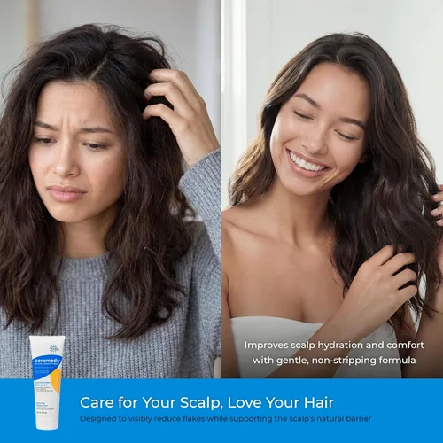 Vista 5 de Ceramedx Champú renovador para cabello y cuero cabelludo con tecnología Riceramide-3 a base de plantas, hidratación profunda para cabello seco