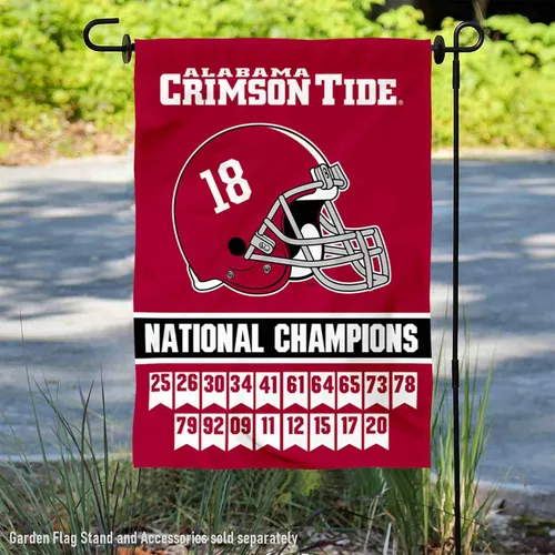 Vista 2 de Bandera de jardín de doble cara de Alabama Crimson Tide 18 Times National Champions
