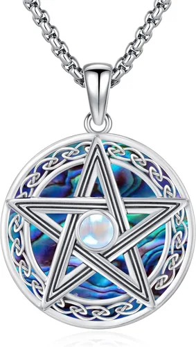 Vista 24 de Joyería Mágica para Mujeres y Hombres Nudo de Bruja Plata 925 Original Collar de Nudo de Bruja Tetragrammaton Hecate Collar Lilith Collar Pentagrama