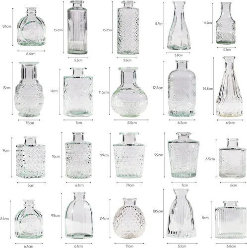 Vista 3 de Juego de 40 Piezas de Floreros Pequeños, Floreros para Centros de Mesa, Lindos Floreros de Cristal Pequeños al Por Mayor, Floreros Pequeños
