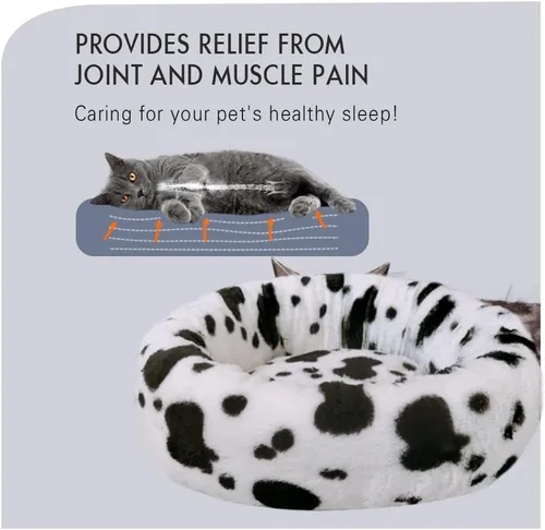 Vista 4 de Cama calmante para perros y gatos, cama de dona antiansiedad (M: 21.5 x 21.5 x 6.7 pulgadas)