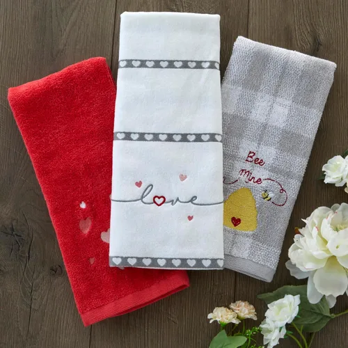 Vista 4 de SKL Home Heart in Love - Juego de toallas de mano, 2 unidades (paquete de 6)