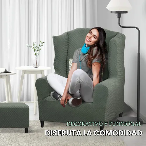 Vista 2 de YEMYHOM Funda elástica para silla con respaldo de 1 pieza con diseño jacquard más reciente, funda para silla con respaldo antideslizante, protector