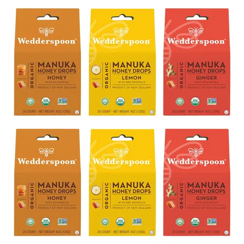 Vista 14 de Wedderspoon Gotas de miel de manuka orgánica, cereza, propóleo de abeja y equinácea, 20 unidades, USDA orgánico, miel genuina de Nueva Zelanda