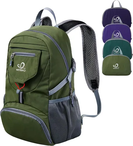 Vista 17 de WATERFLY Mochila pequeña ligera y plegable: mochila de 20 l ultra ligera, plegable, de senderismo, de viaje, de camping, de día, para hombre y mujer