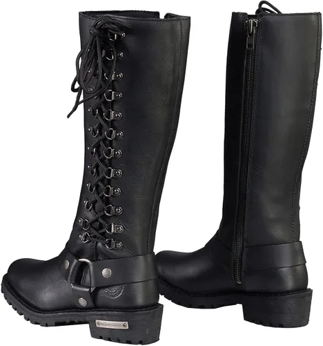 Vista 8 de Botas de piel con arnés y cordones completos, clásicas para mujer de Milwaukee Leather.
