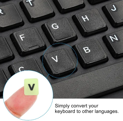 Vista 4 de PATIKIL Calcomanías inglesas para teclado que brillan en la oscuridad, cubierta universal luminosa de repuesto para computadora de escritorio