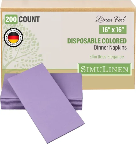 Vista 13 de SimuLinen Servilletas de Cena Desechables Amethyst - Servilletas de Papel Moradas con Sensación de Lino Similar a Tela para Bodas, de Lujo 16"x16