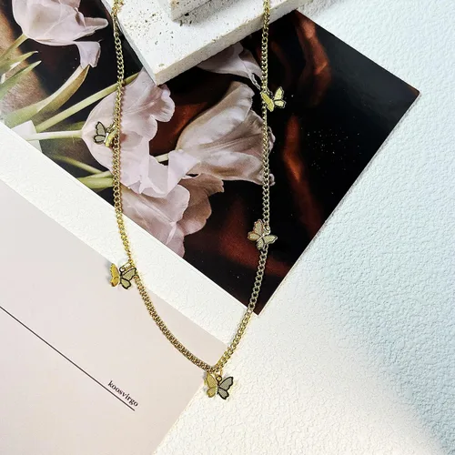 Vista 6 de Dainty Gold Butterfly Bow Necklace for Women,18k Gold Plated Choker Necklaces for Women Waterproof & Daily & Simple, Gold Jewelry for Women