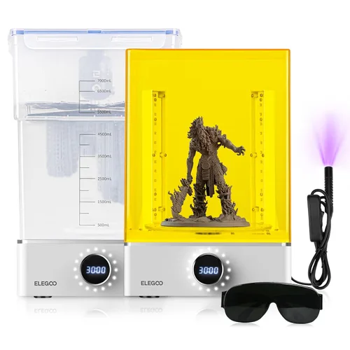 Vista 12 de ELEGOO Mercury Plus V3.0 - Estación de lavado y curado, gran capacidad de 7.5 L, compatible con impresoras 3D Mars Saturn Photon Halot MSLA LCD DLP