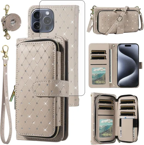 Vista 81 de Funda para teléfono iPhone 6 6S con cremallera y protector de pantalla con protector de pantalla, correa de cordón cruzado, ranura para iPhone 6 Six
