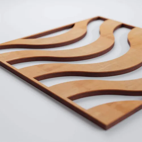 Vista 4 de 7 3/8"W X 7 3/8"H Extra Pequeño Parker Decorativo Calado Paneles De Pared De Madera, Aliso