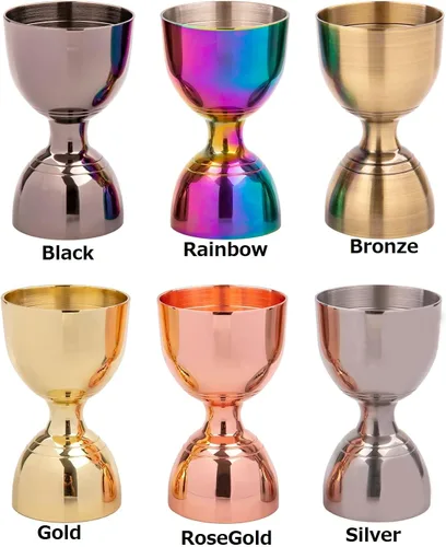 Vista 7 de Jigger de cóctel de alta calidad de 2 oz/1 oz, jigger de campana de acero inoxidable para camarero, jigger de medición de cóctel, jigger doble