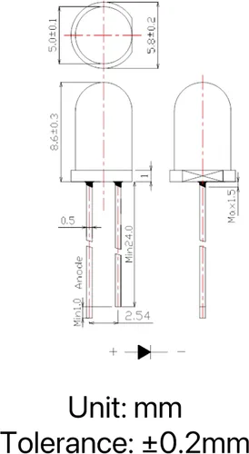 Vista 4 de 0.197 in rojo LED diodo luces 100pcs DC 2V 20mA lente clara redonda componentes electrónicos diodos emisores de luz bombillas LED