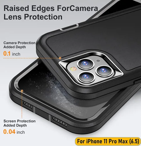 Vista 3 de La funda está especialmente diseñada para iPhone 11 Pro Max de 6.5 pulgadas, protección de cuerpo completo, resistente a los golpes, goma