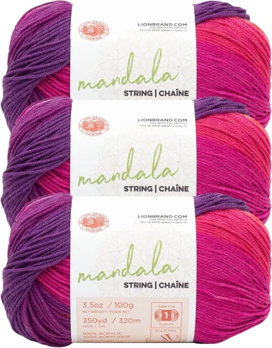 Vista 19 de Lion Brand Yarn Hilo Mandala String, Hilo Fingering para Tejer y Crochet, Acoustic, 1 Paquete
