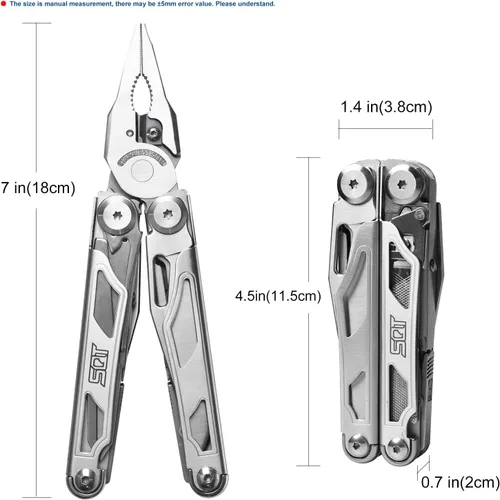Vista 2 de SQT2045 Multiherramienta 20-en-1, Plegable y con Bloqueo Automático, Herramienta Profesional para DIY, Reparaciones del Hogar y Camping al Aire