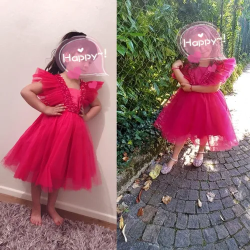 Vista 3 de NNJXD Vestido de princesa para niña, vestido de tul para fiesta de boda