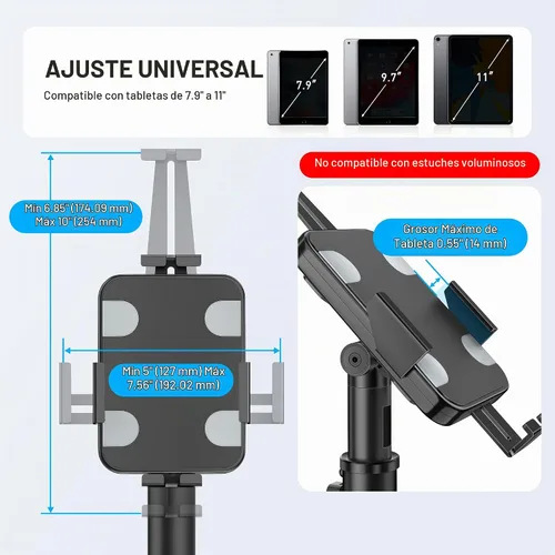 Vista 3 de AboveTEK POS - Soporte de quiosco para tableta, soporte universal de bloqueo para tabletas de 7.9 a 11 pulgadas, soporte de seguridad antirrobo