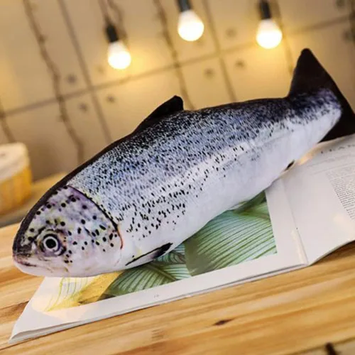 Vista 2 de OUKEYI Almohada y cojín suave de 31.5 pies para decoración de peces de salmón.