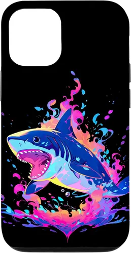 Vista 26 de iPhone 16 Colorful Shark, Spirit Animal, Multicolor Art, Case