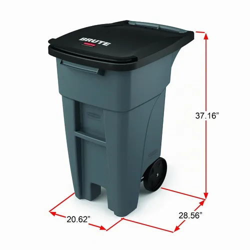 Vista 3 de Rubbermaid Commercial Products BRUTE Rollout Contenedor de Basura/Desperdicios con Ruedas de Servicio Pesado, 32 Galones, Azul