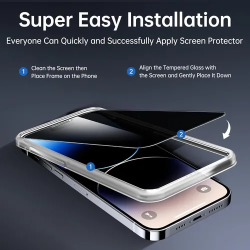 Vista 4 de SYNCWIRE Protector de pantalla de privacidad para iPhone 14 Pro de 6.1 pulgadas, paquete de 2 unidades, irrompible, antiespía, protector de vidrio