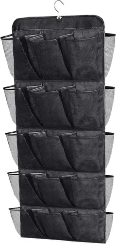 Vista 8 de MISSLO Organizador de zapatos colgante de doble cara con 30 bolsillos grandes para armario, con colgador giratorio, estantes colgantes para zapatos
