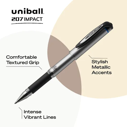 Vista 3 de Uniball 207 - Bolígrafos de gel de impacto, paquete de 144-0.039 pulgadas, bolígrafos de punta gruesa, suministros escolares y de oficina