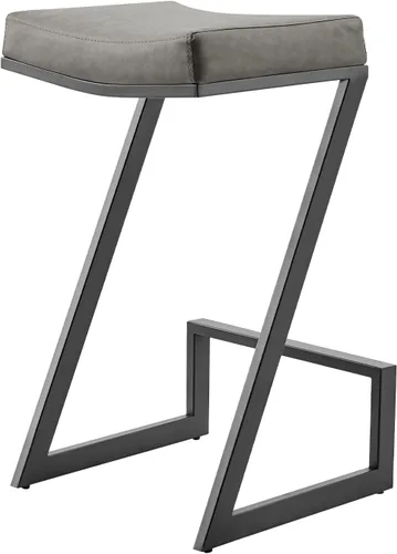 Vista 5 de Armen Living Atlantis Backless Faux Leather and Brushed Stainless Steel Bar Stool