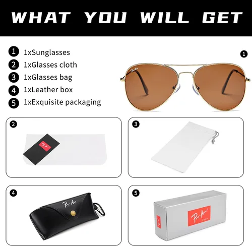 Vista 6 de Pro Acme Gafas de sol clásicas polarizadas de aviador para mujeres y hombres, marco piloto de metal ligero con protección UV400 de 2.283 in
