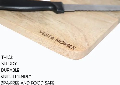Vista 4 de Vesta Homes Tabla de madera para cortar/picar/servir, plato para verduras, queso y embutidos Madera de mango 11 x 8 pulgadas Hecho a mano