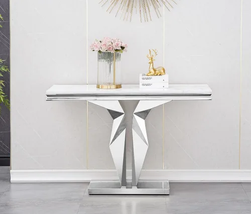 Vista 19 de SSLine Mesa de Centro Rectangular de Mármol Sintético para Sala de Estar, Mesa Central Moderna de Mármol Blanco de Lujo con Base Doble en Forma de U