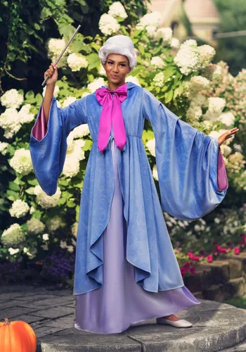 Vista 4 de Cinderella Adult Premium Purple Fairy Godmother Costume Womens, Magical Dress Halloween Outfit