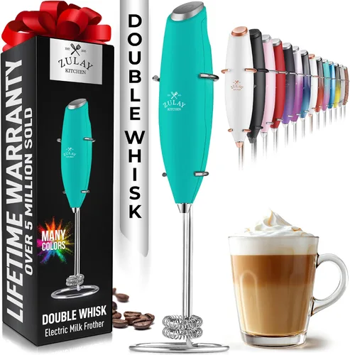 Vista 594 de Zulay Milk Boss Espumador de leche potente manual, hace espuma para latte, batidor para mezclar bebidas, café, miniespumador para capuchino, frappé