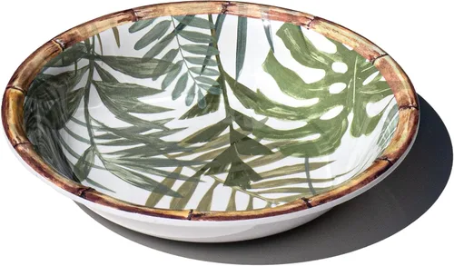 Vista 2 de Rainforest Palm NewWave Melamine Low Bowl - Green - 8.9" - Set of 6