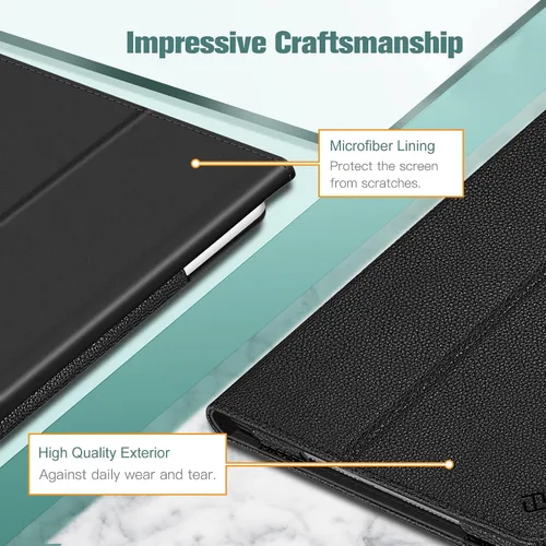 Vista 5 de Fintie Funda tipo folio para iPad de 9ª, 8ª y 7ª generación (2021/2020/2019) de 10.2 pulgadas, protección en las esquinas, cubierta trasera de cuero