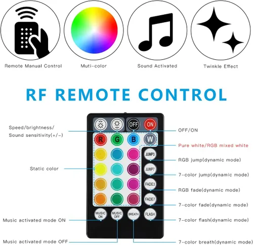 Vista 4 de Kit de luces de fibra óptica centelleante APP de 16W para techo estrellado, kit de luces de techo RGBW de estrella de fibra óptica activadas por