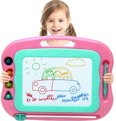 Vista 7 de Tablero de Dibujo Magnético, Tablero Grande de Garabatos Juguetes para Niñas y Niños de 3 4 5 6 7 Años Regalo para Niños Etch A Sketch Colorido Azul