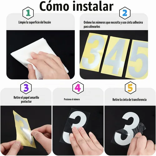 Vista 7 de Números reflectantes para buzón para exteriores – 30 calcomanías impermeables para números de buzón, grandes de 3 pulgadas, autoadhesivos, números