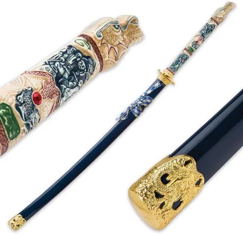 Vista 2 de Highlander Dragon Katana con Saya lacado - Acero de alto carbono 1045