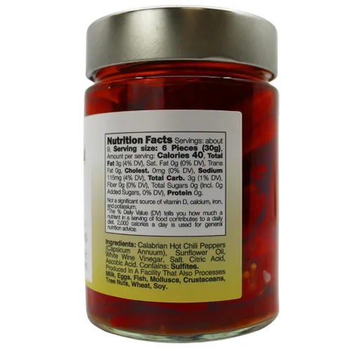 Vista 2 de L'Oro Del Sud Pimientos enteros de Calabria en aceite, certificados, 9.8 oz Auténticos chiles italianos en aceite con sabor sabroso picante