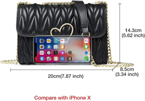 Vista 3 de Bolsos de hombro acolchados para mujer bolsos cruzados de cuero de vaca bolsos cruzados para mujer bolso pequeño con correa de cadena